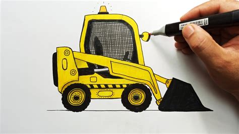 how to draw a skid steer step by step|bobcat skid steer drawing.